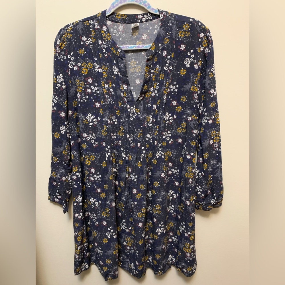 OLD NAVY Floral Print Tunic - Navy and Yellow